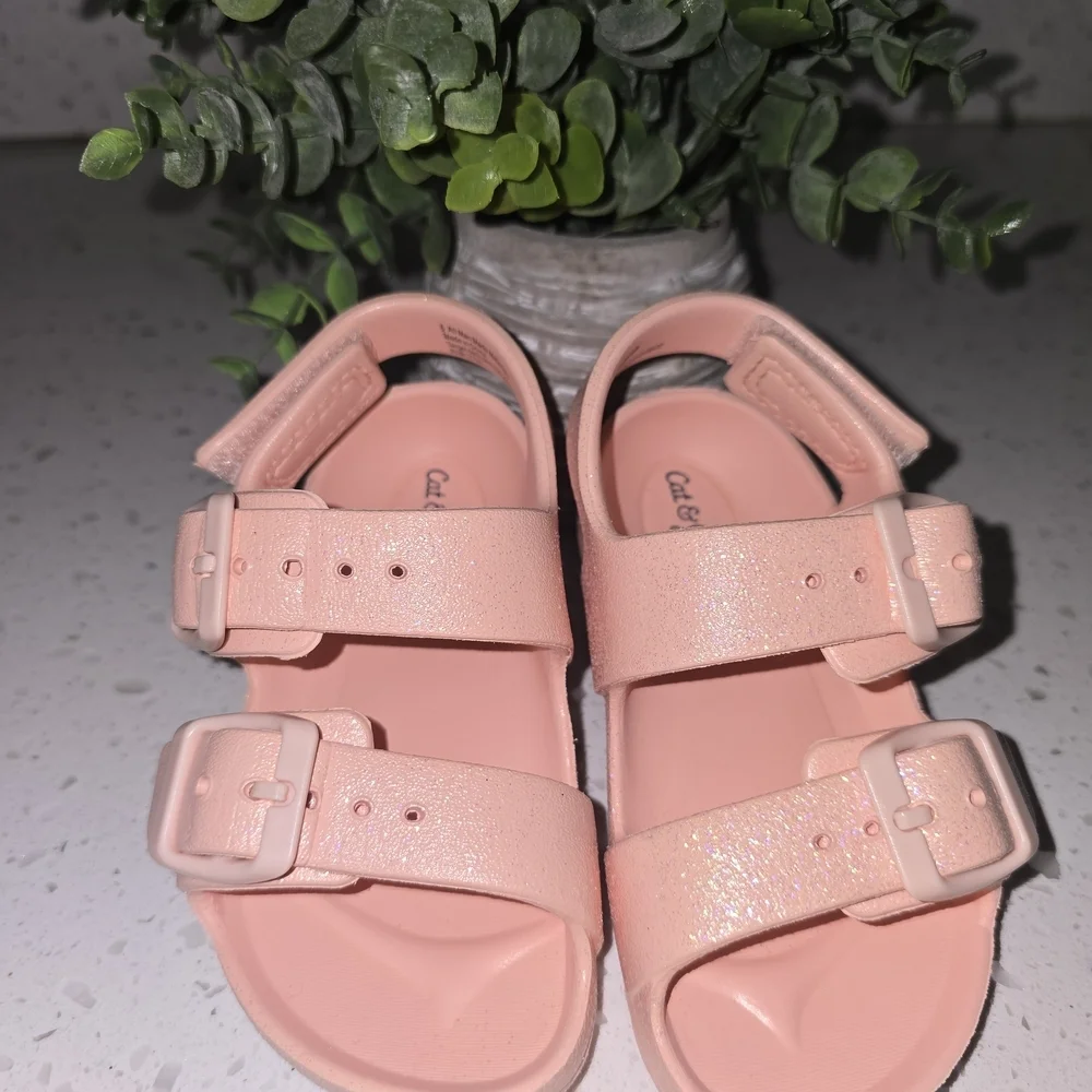 Cat & Jack Peach Glitter Kids Sandals